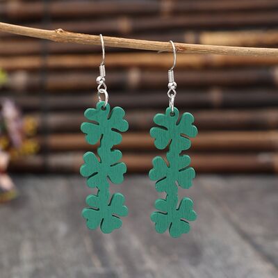 Lucky Clover Wooden Dangle Earrings Trendsi