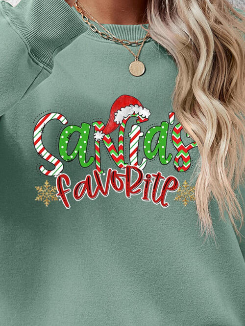 Letter Graphic Round Neck Long Sleeve Sweatshirt Trendsi