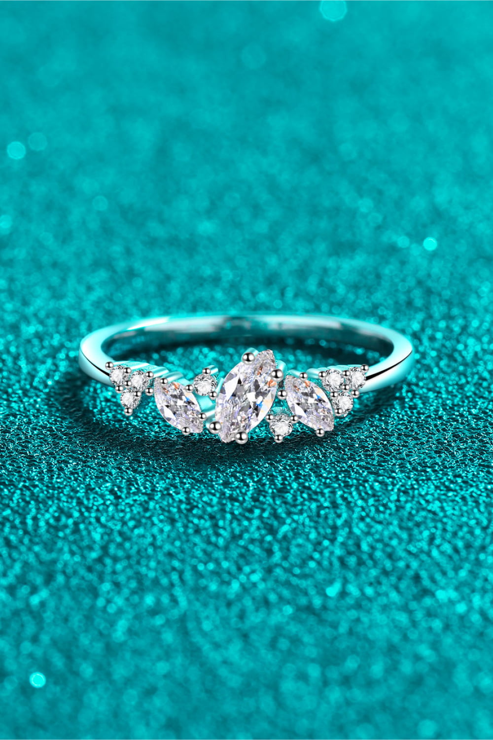 Adored Moissanite Rhodium-Plated Ring Trendsi