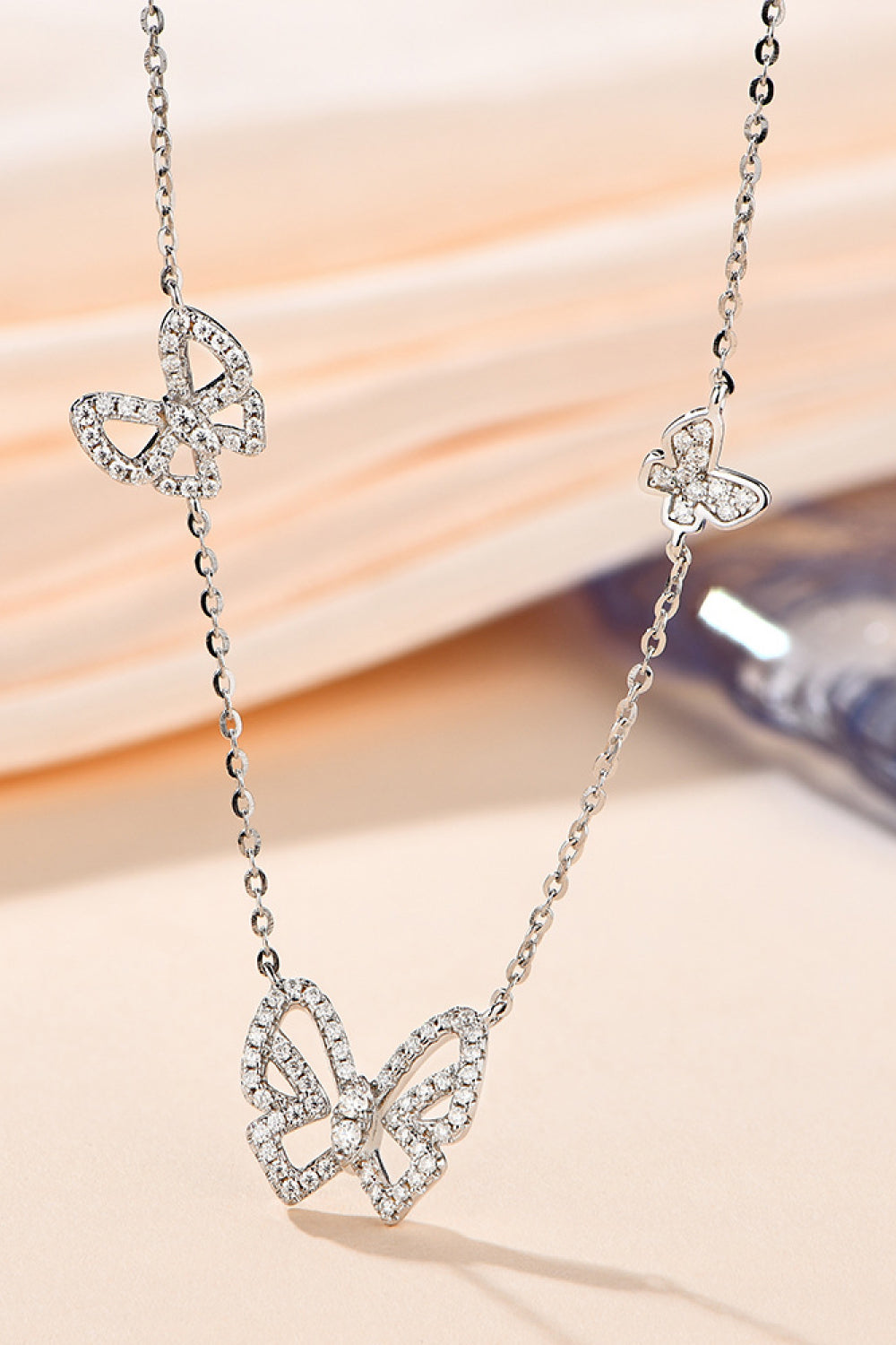 Moissanite Butterfly Shape Necklace Trendsi