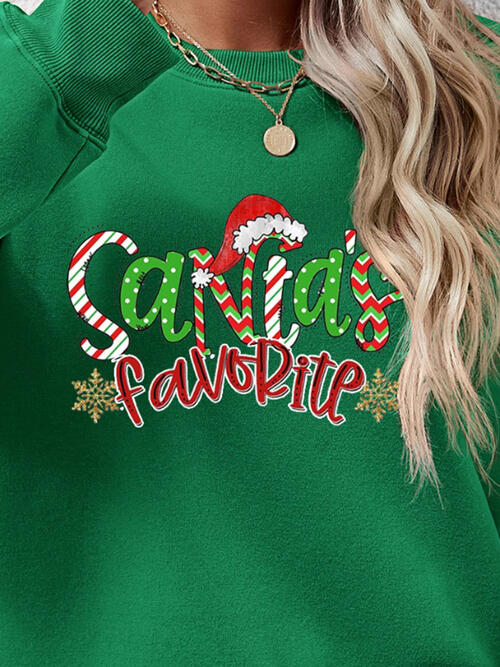 Letter Graphic Round Neck Long Sleeve Sweatshirt Trendsi