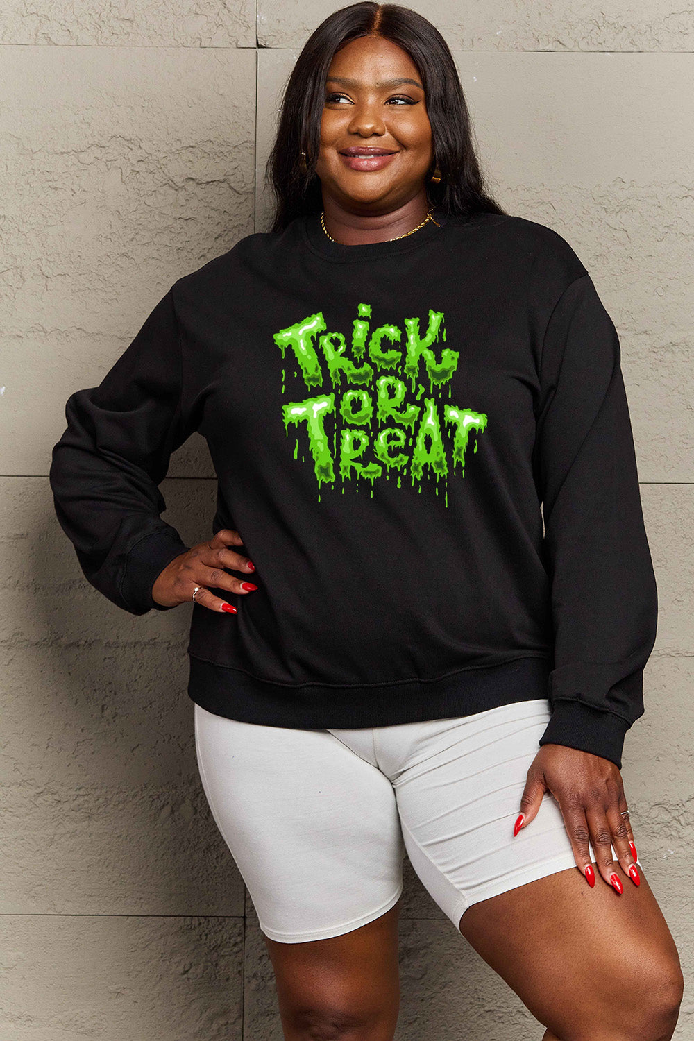 Simply Love Full Size TRICK OR TREAT Graphic Sweatshirt Trendsi