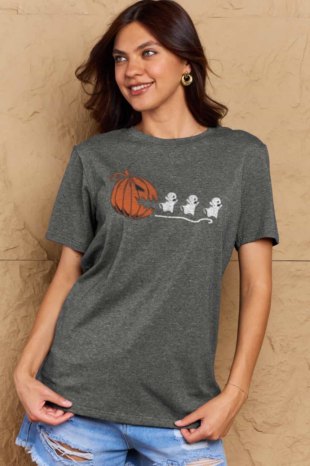 Simply Love Full Size Jack-O'-Lantern Graphic Cotton T-Shirt Trendsi