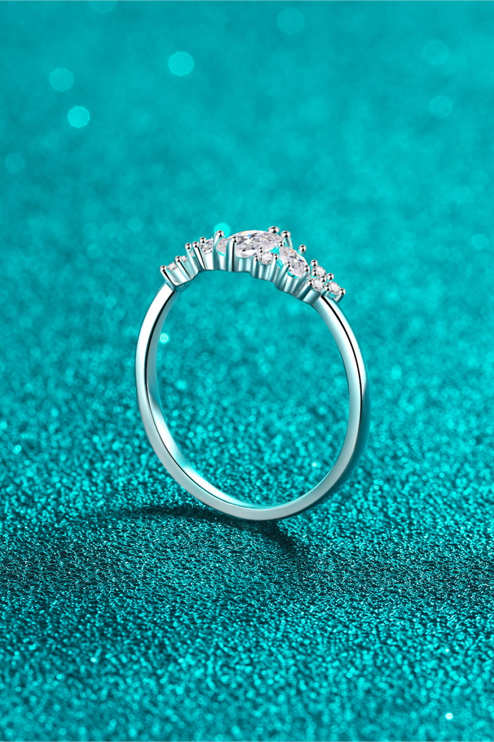 Adored Moissanite Rhodium-Plated Ring Trendsi