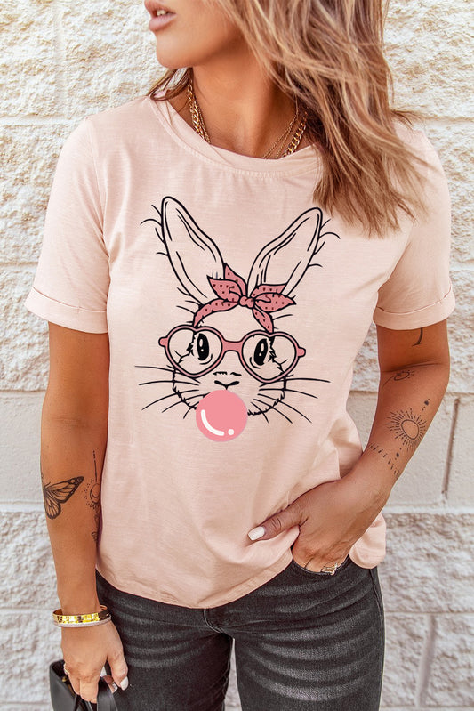 Rabbit Graphic Easter Tee Shirt Trendsi