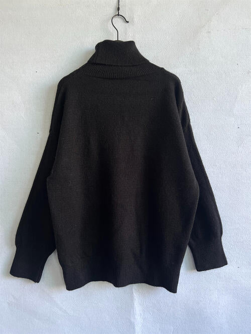 Turtleneck Long Sleeve Sweater Trendsi