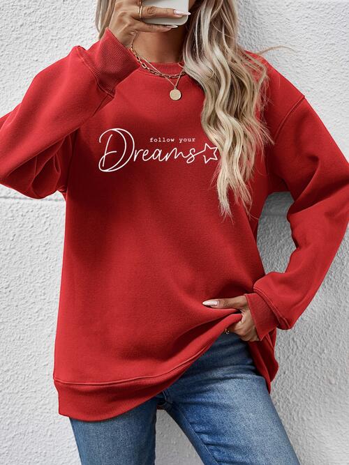 FOLLOW YOUR DREAMS Graphic Sweatshirt Trendsi