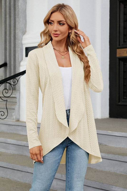 Open Front Long Sleeve Cardigan Trendsi