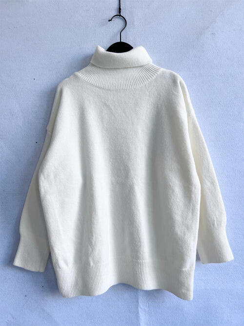 Turtleneck Long Sleeve Sweater Trendsi