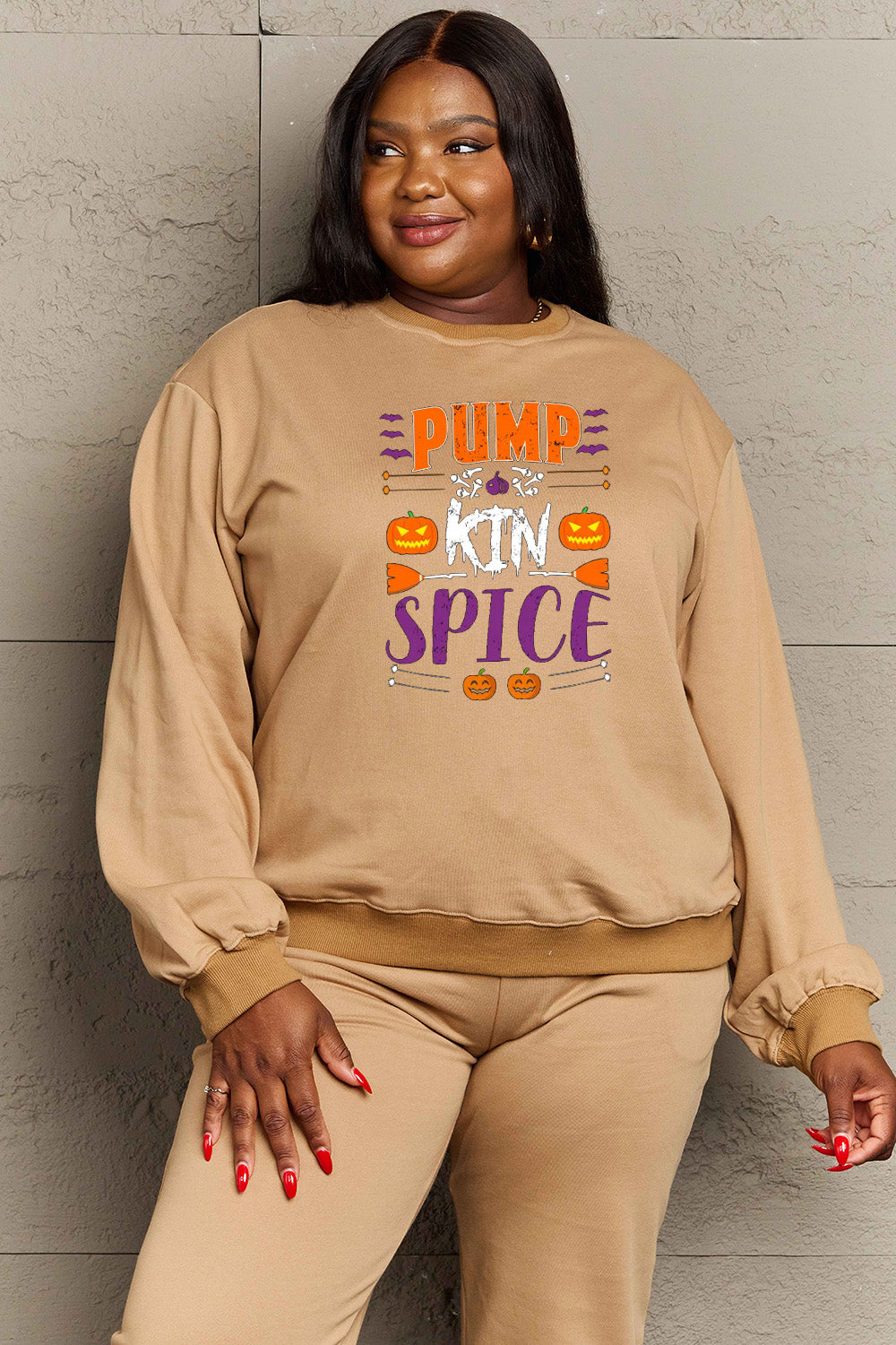 Simply Love Full Size PUMPKIN SPICE Graphic Sweatshirt Trendsi
