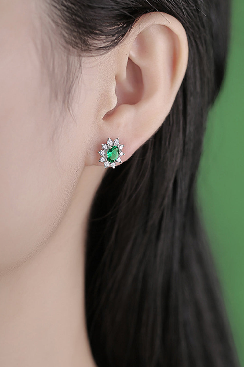 1 Carat Lab-Grown Emerald Stud Earrings Trendsi