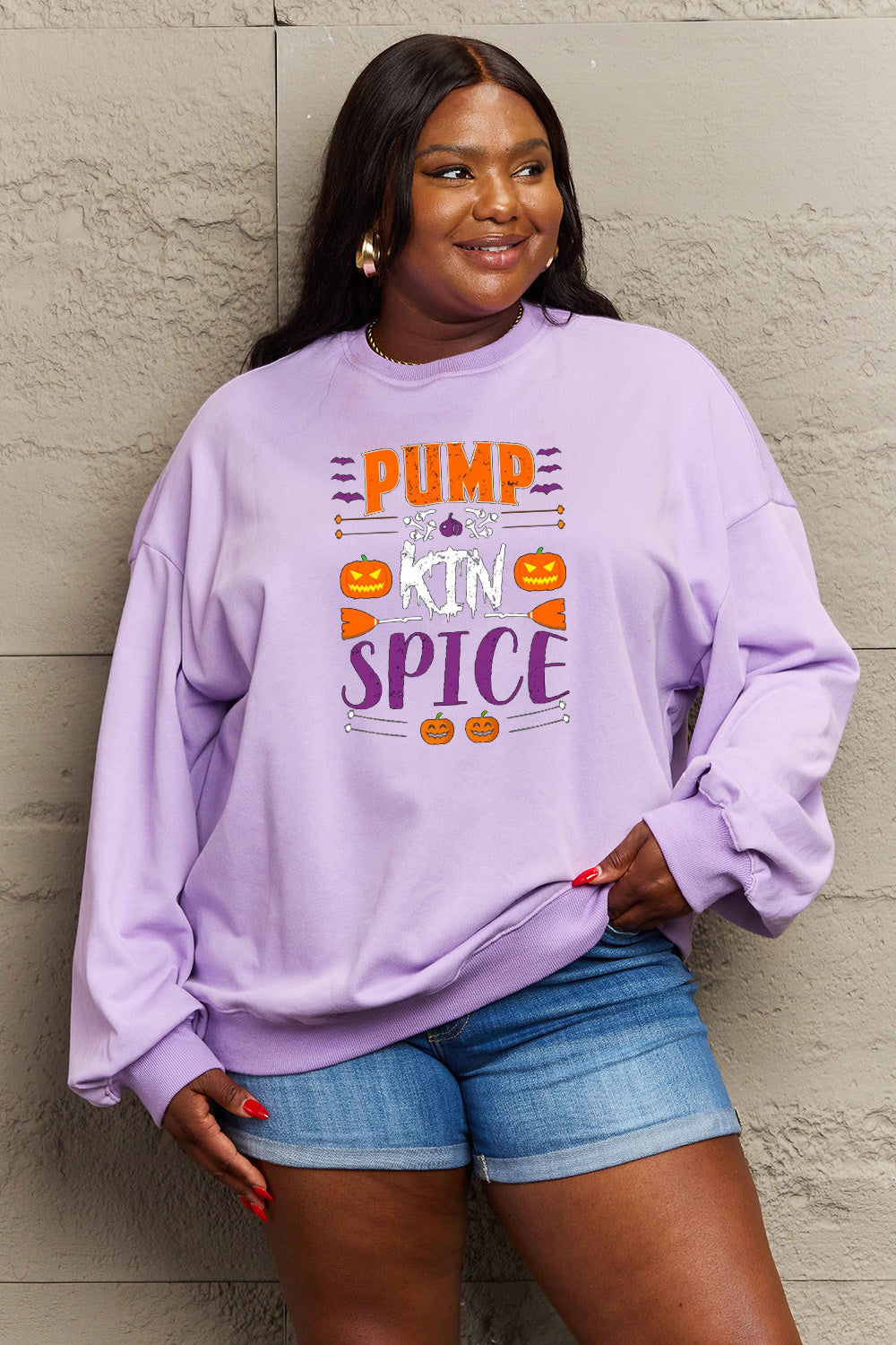 Simply Love Full Size PUMPKIN SPICE Graphic Sweatshirt Trendsi