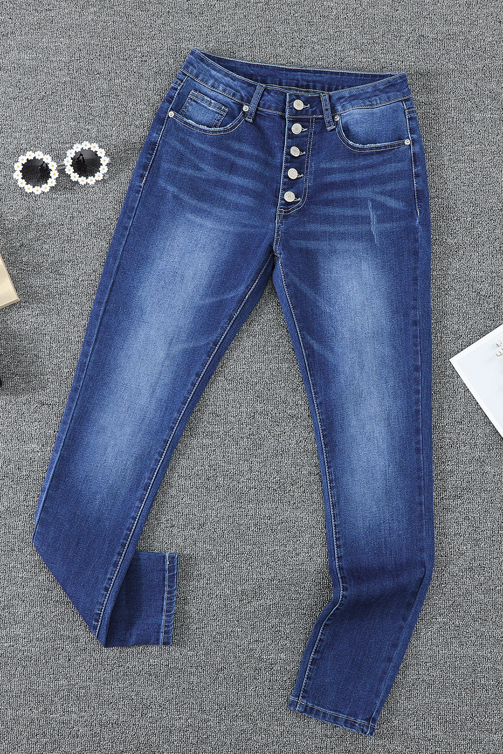 Baeful What You Want Button Fly Pocket Jeans Trendsi