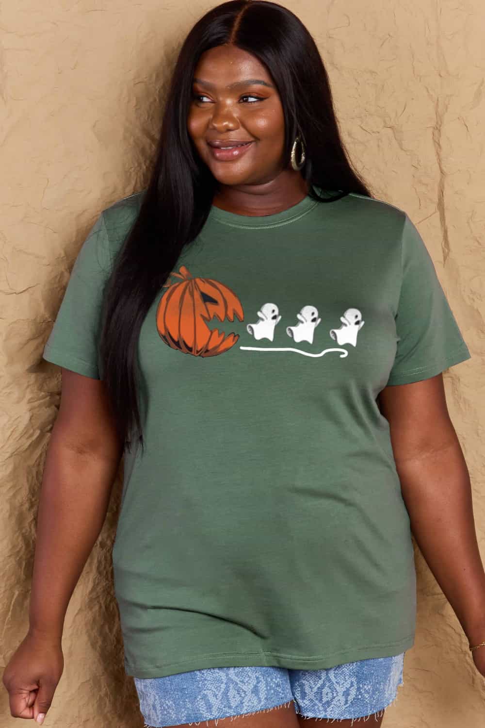 Simply Love Full Size Jack-O'-Lantern Graphic Cotton T-Shirt Trendsi
