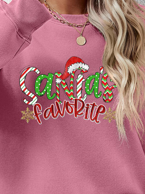 Letter Graphic Round Neck Long Sleeve Sweatshirt Trendsi
