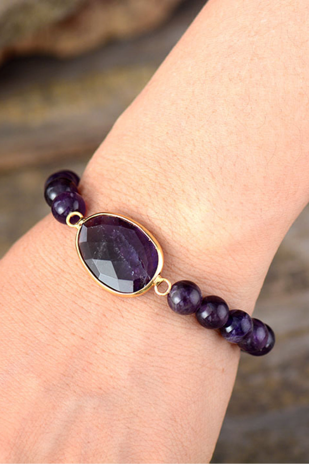 Handmade Amethyst Beaded Bracelet Trendsi