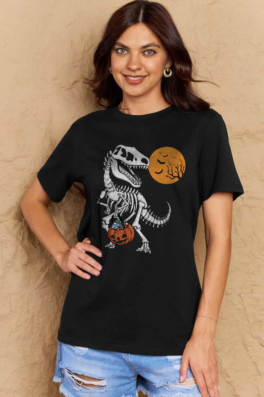Simply Love Full Size Dinosaur Skeleton Graphic Cotton T-Shirt Trendsi