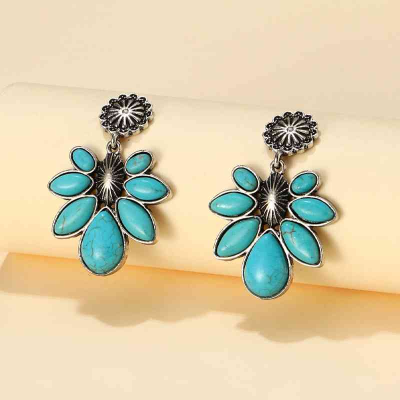 Artificial Turquoise Flower Earrings Trendsi