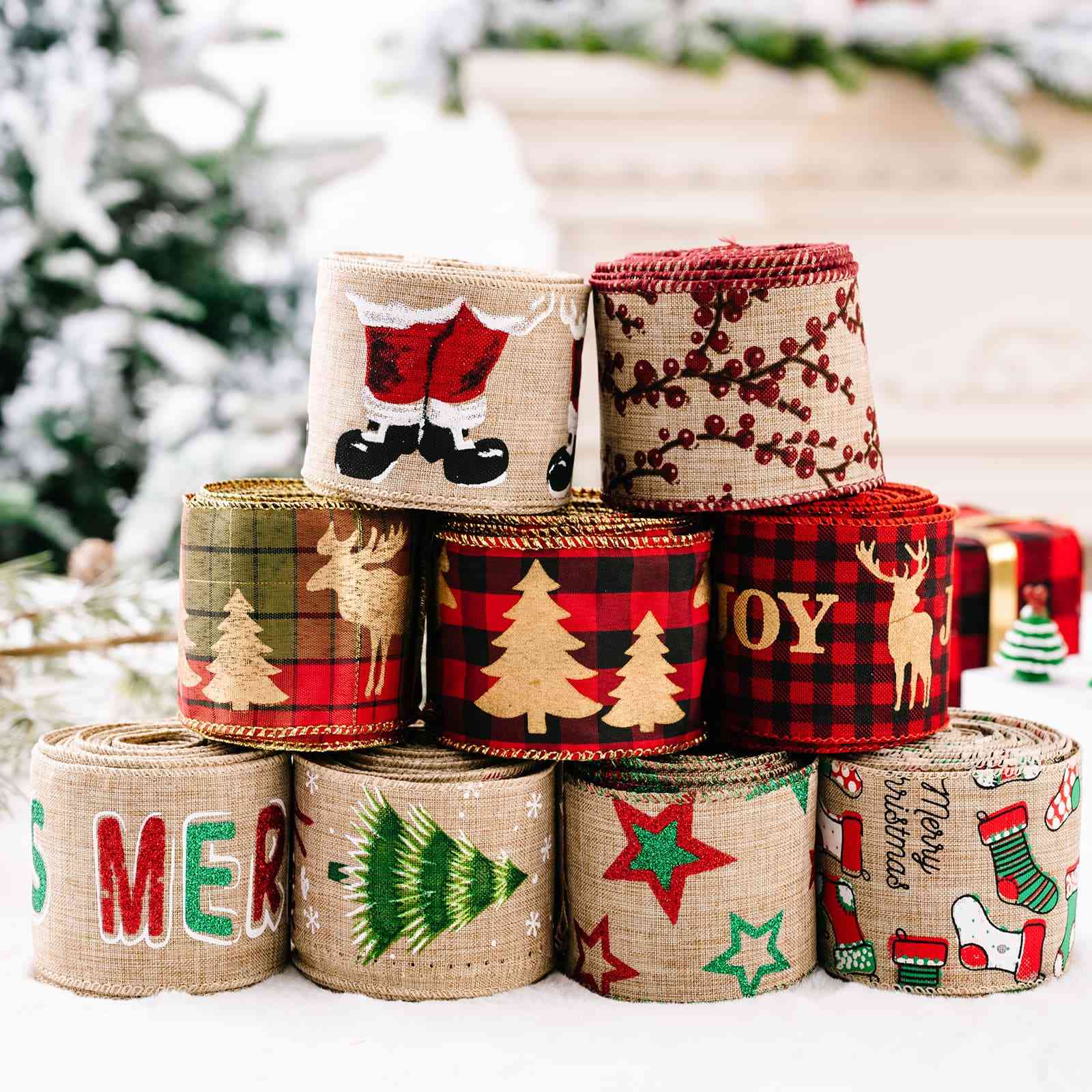 Christmas Polyester Ribbon Trendsi