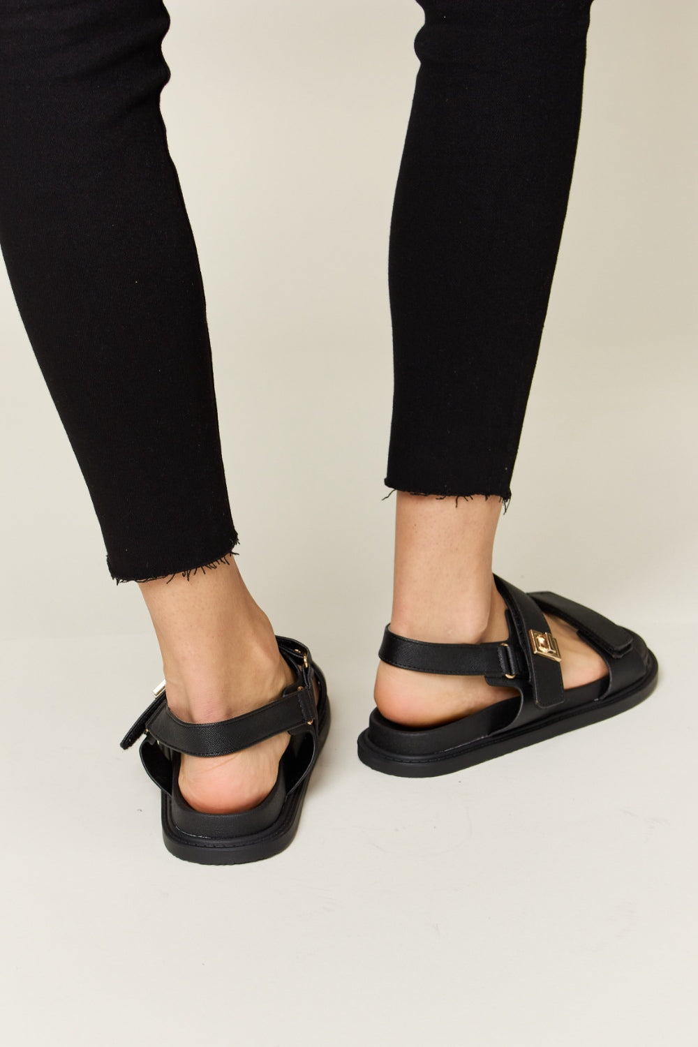 WILD DIVA Velcro Double Strap Slingback Sandals Trendsi