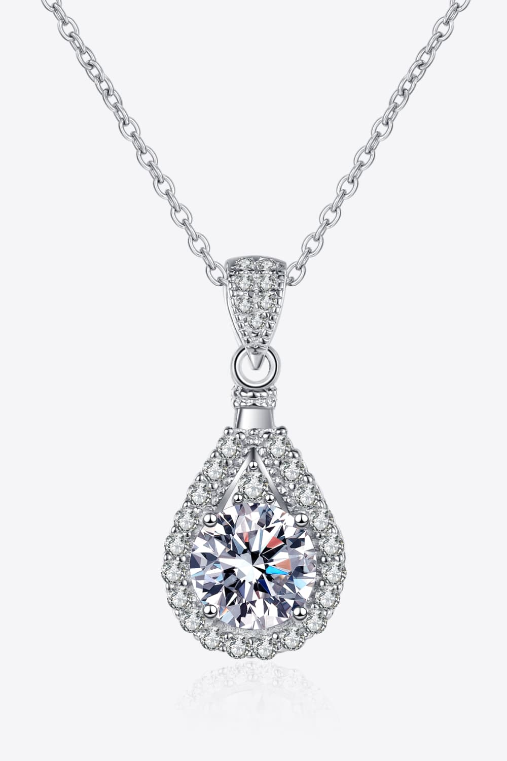 2 Carat Moissanite Teardrop Pendant 925 Sterling Silver Necklace Trendsi