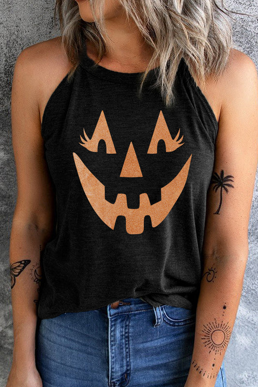 Round Neck Jack-O'-Lantern Graphic Tank Top Trendsi