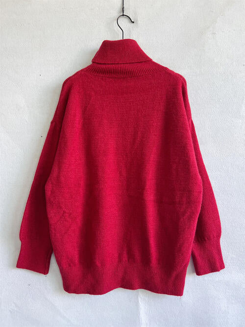 Turtleneck Long Sleeve Sweater Trendsi