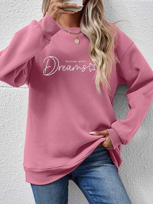 FOLLOW YOUR DREAMS Graphic Sweatshirt Trendsi