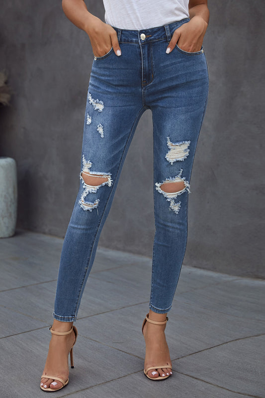 Baeful Vintage Skinny Ripped Jeans Trendsi