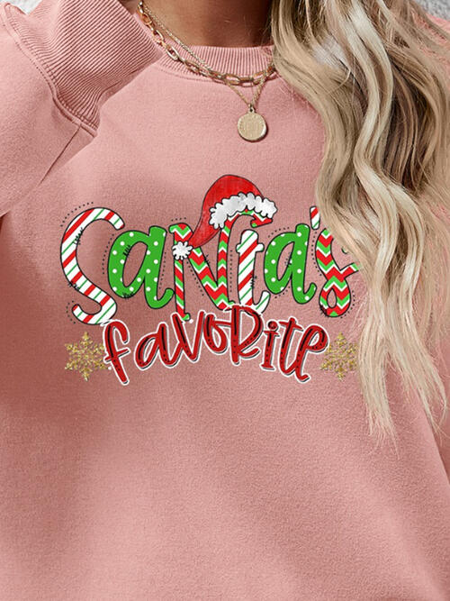Letter Graphic Round Neck Long Sleeve Sweatshirt Trendsi