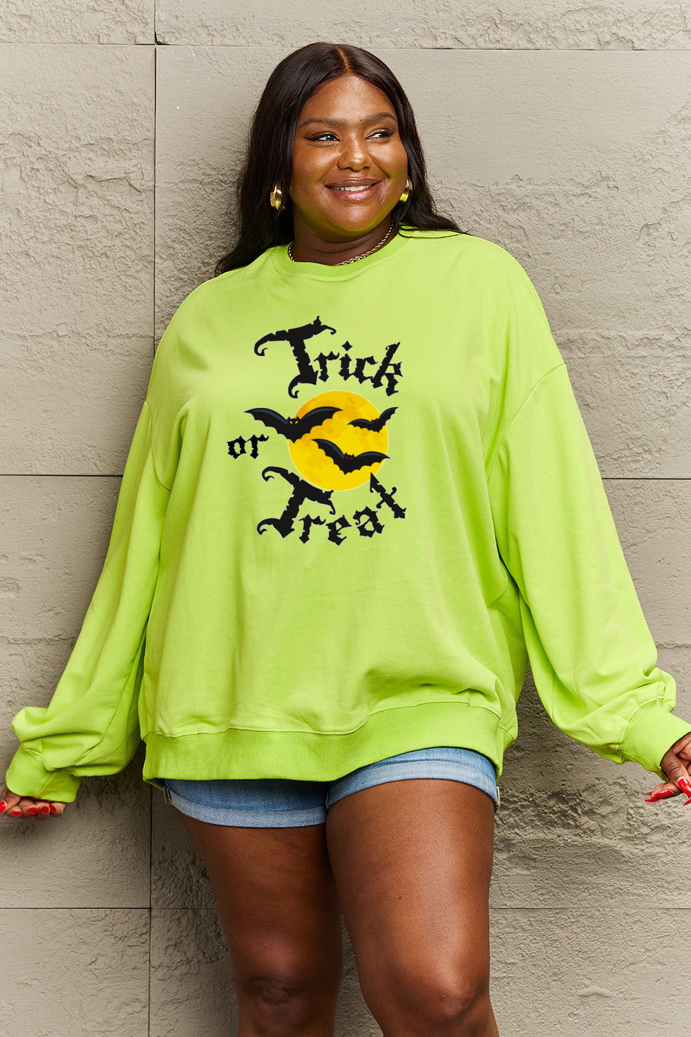 Simply Love Full Size TRICK OR TREAT Graphic Sweatshirt Trendsi