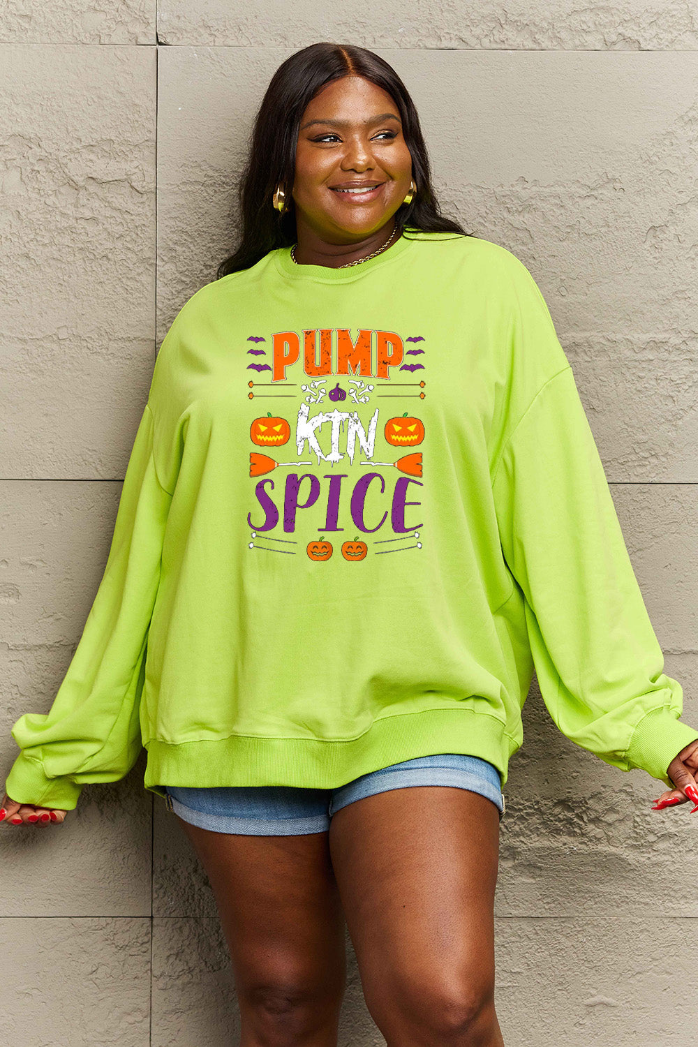 Simply Love Full Size PUMPKIN SPICE Graphic Sweatshirt Trendsi
