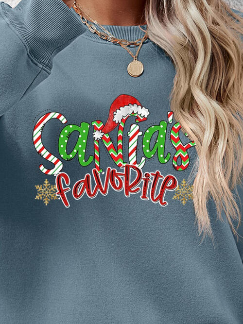 Letter Graphic Round Neck Long Sleeve Sweatshirt Trendsi