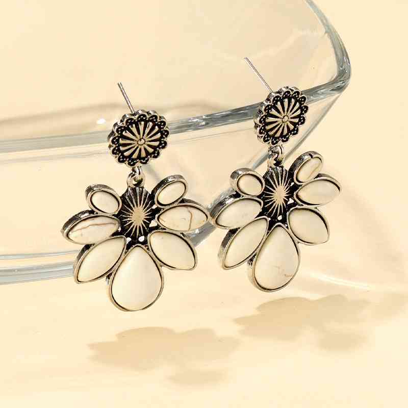 Artificial Turquoise Flower Earrings Trendsi