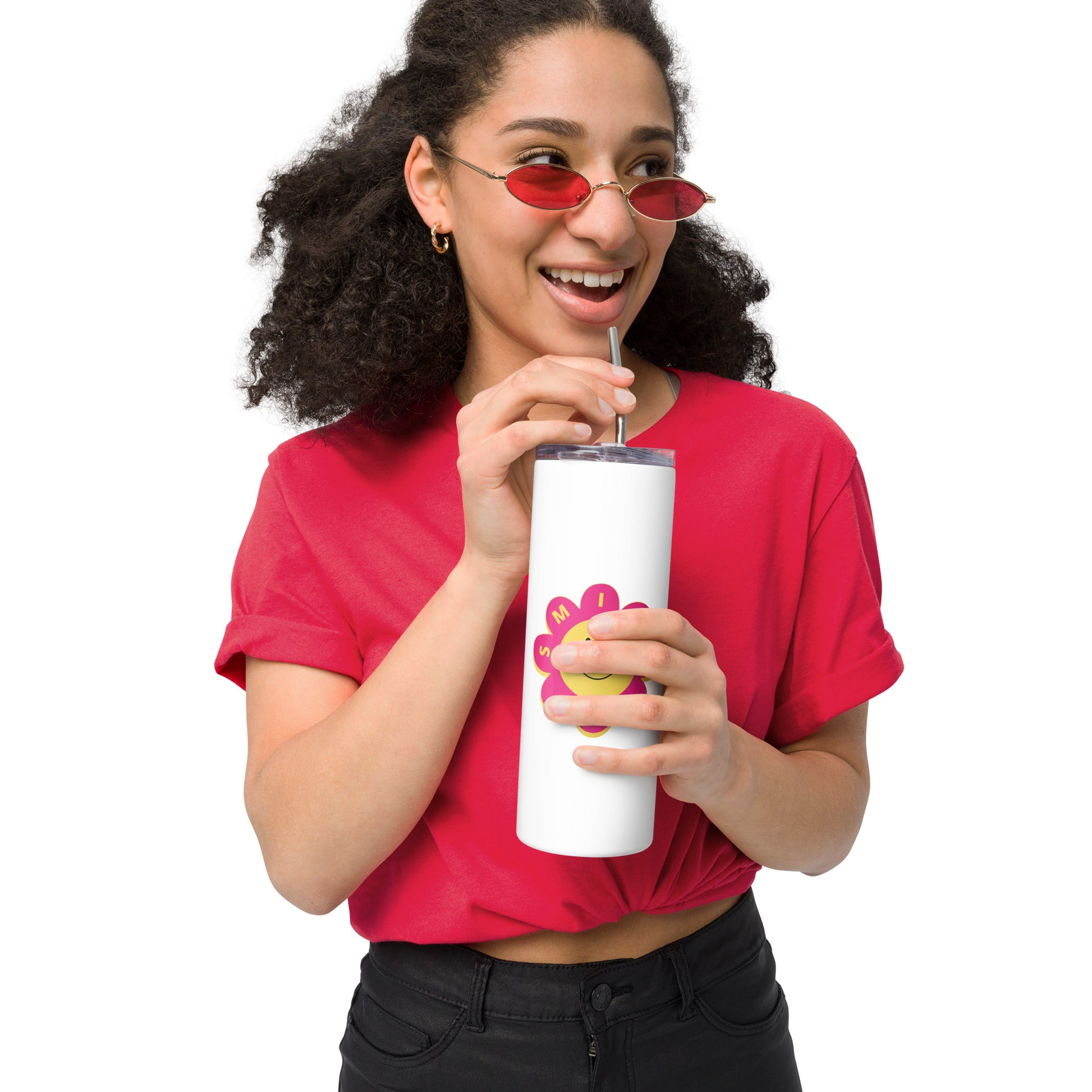 Stainless steel smile tumbler honeybeebowtique